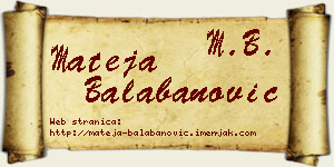 Mateja Balabanović vizit kartica
